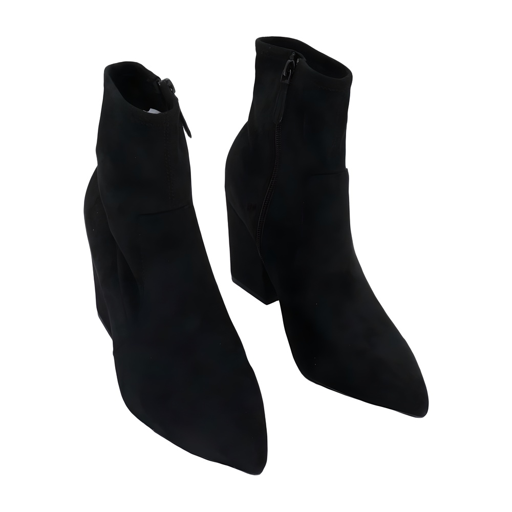 On 34th Womens Lydiaa Pointed-Toe Block Heel Black Microsuede Boots Size 8M